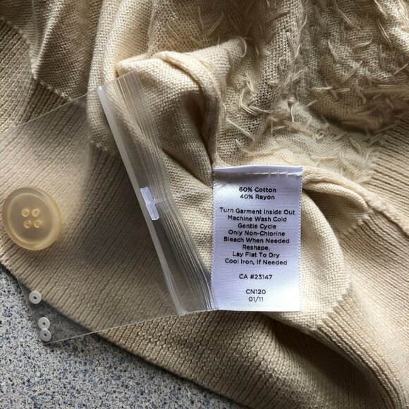 Talbots Women Cream Sequin Button Up Short Sleeve V-Neck Cardigan Size 2XP NWT - Picture 8 of 10